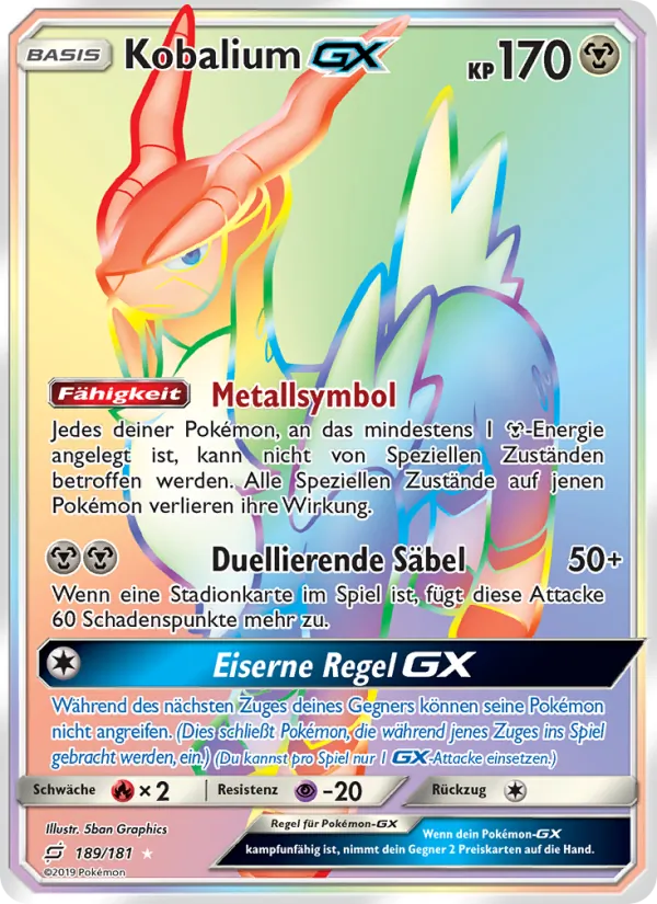 Karte Kobalium GX aus Teams Sind Trumpf, Nummer 189/181