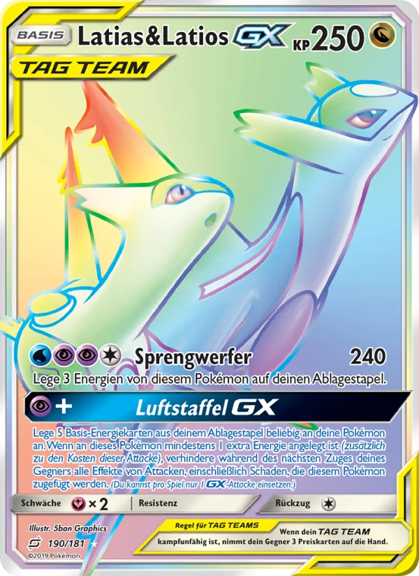 Karte Latias & Latios GX aus Teams Sind Trumpf, Nummer 190/181