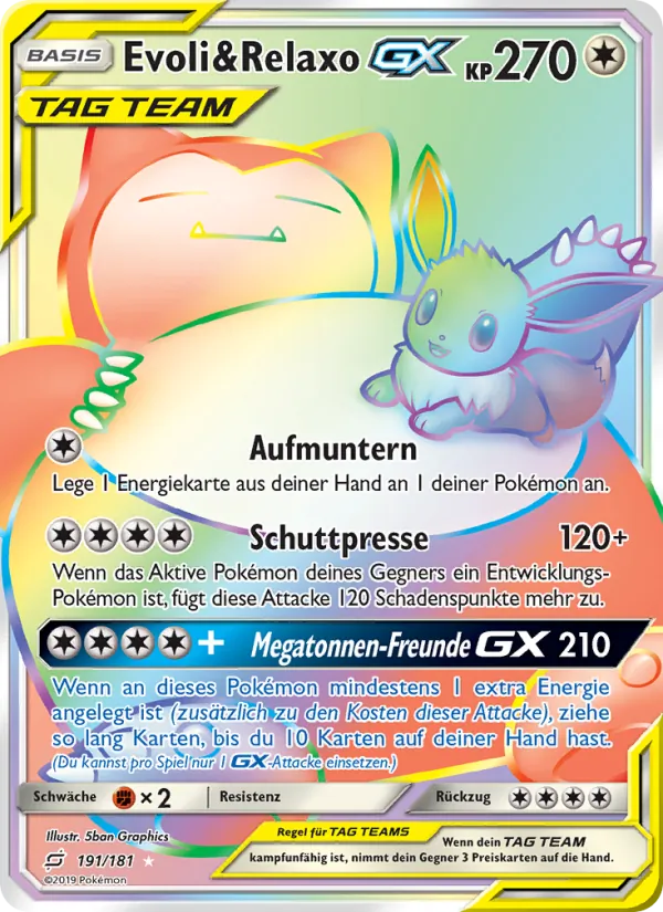 Karte Evoli & Relaxo GX aus Teams Sind Trumpf, Nummer 191/181