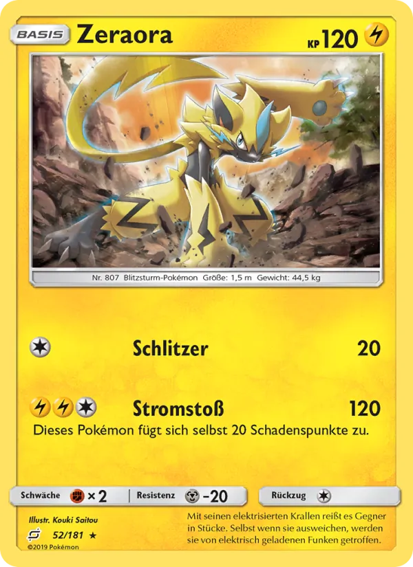 Karte Zeraora aus Teams Sind Trumpf, Nummer 52/181