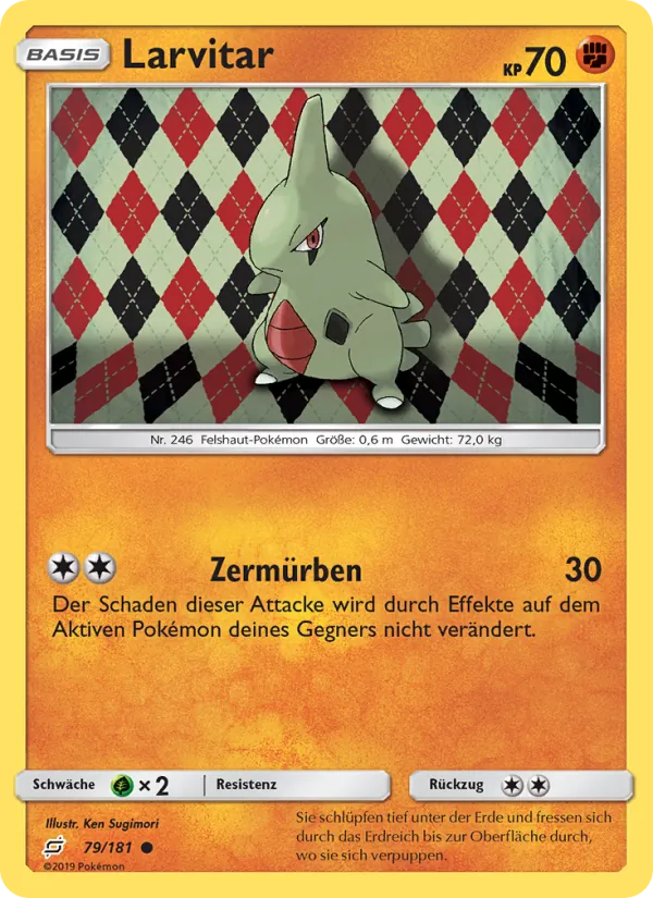 Karte Larvitar aus Teams Sind Trumpf, Nummer 79/181