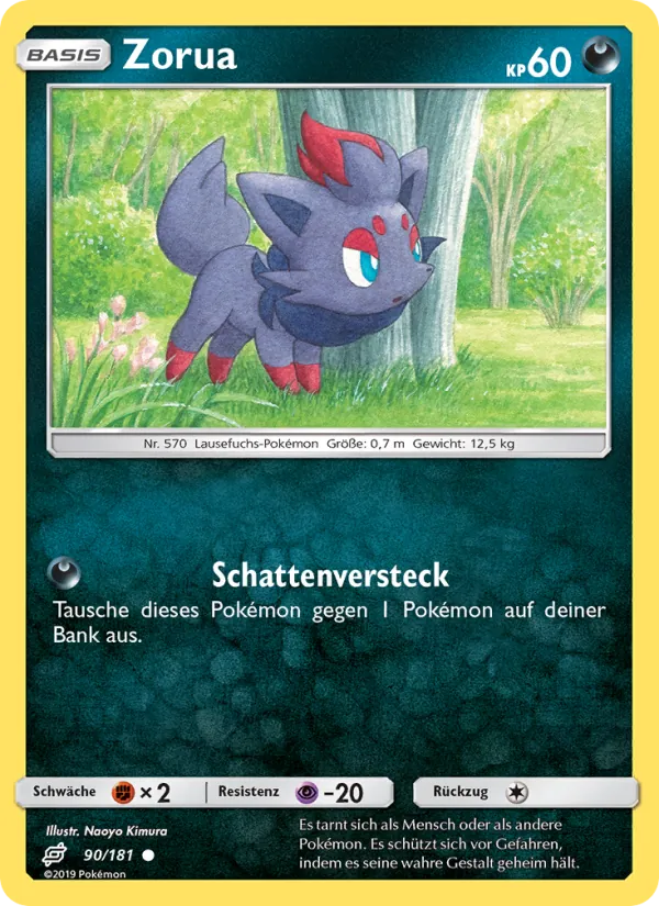 Karte Zorua aus Teams Sind Trumpf, Nummer 90/181