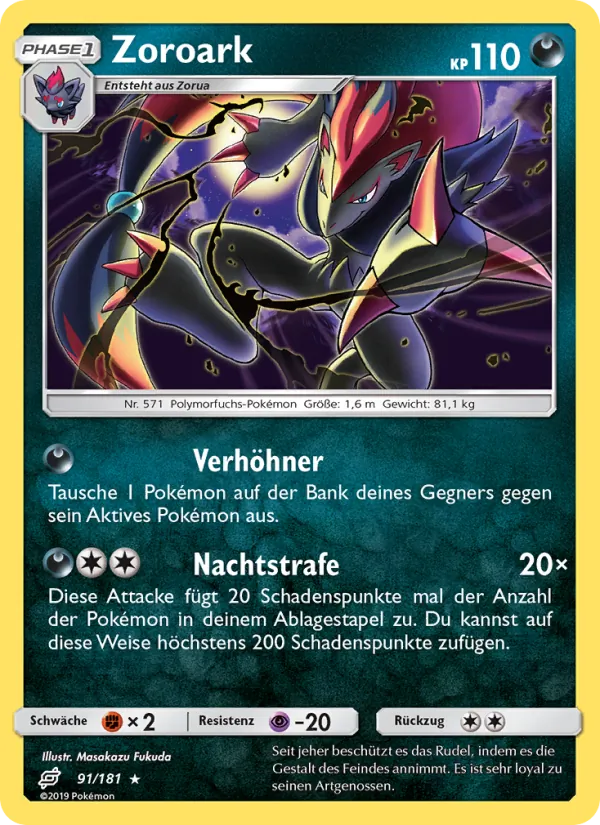 Karte Zoroark aus Teams Sind Trumpf, Nummer 91/181