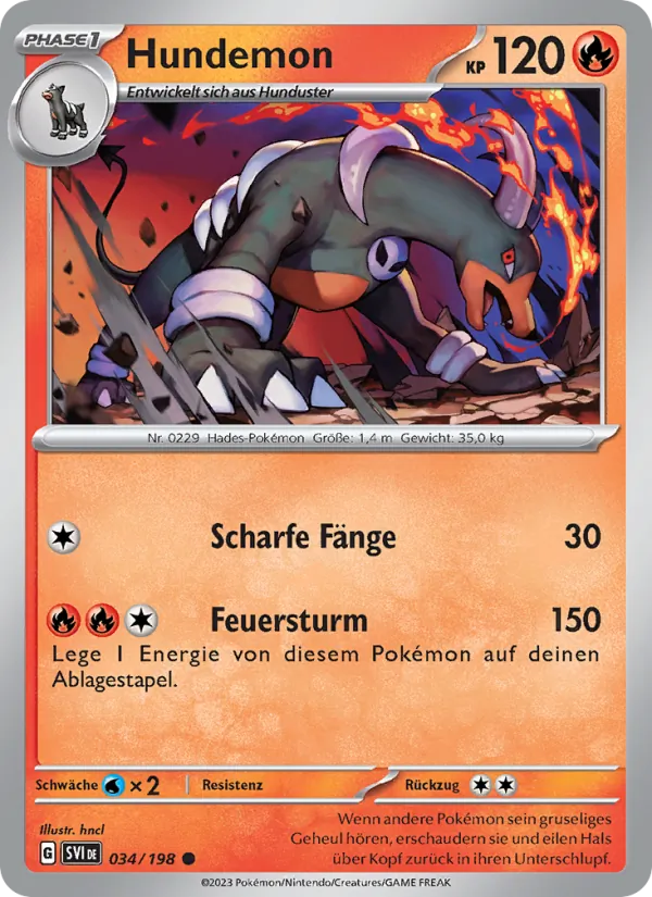 Karte Hundemon aus Karmesin & Purpur, Nummer 034/198