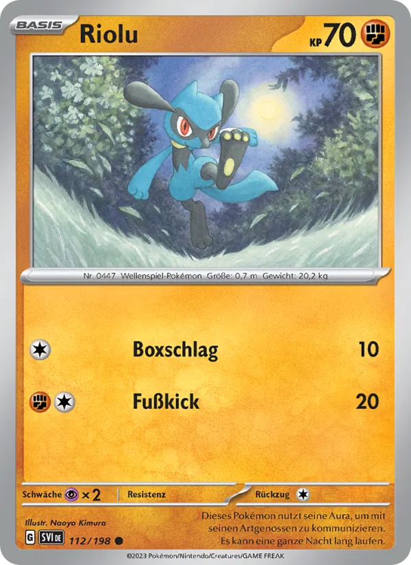 Karte Riolu aus Karmesin & Purpur, Nummer 112/198