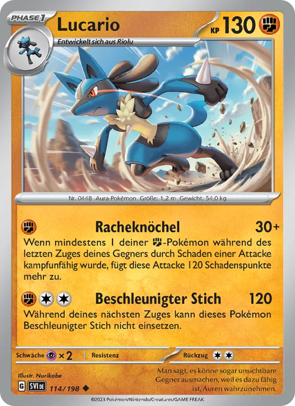 Karte Lucario aus Karmesin & Purpur, Nummer 114/198