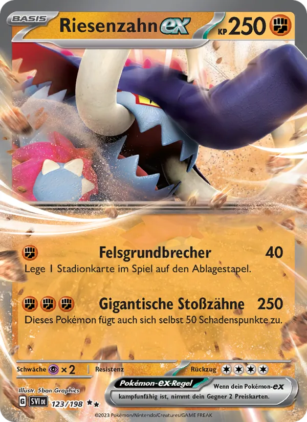 Karte Riesenzahn-ex aus Karmesin & Purpur, Nummer 123/198