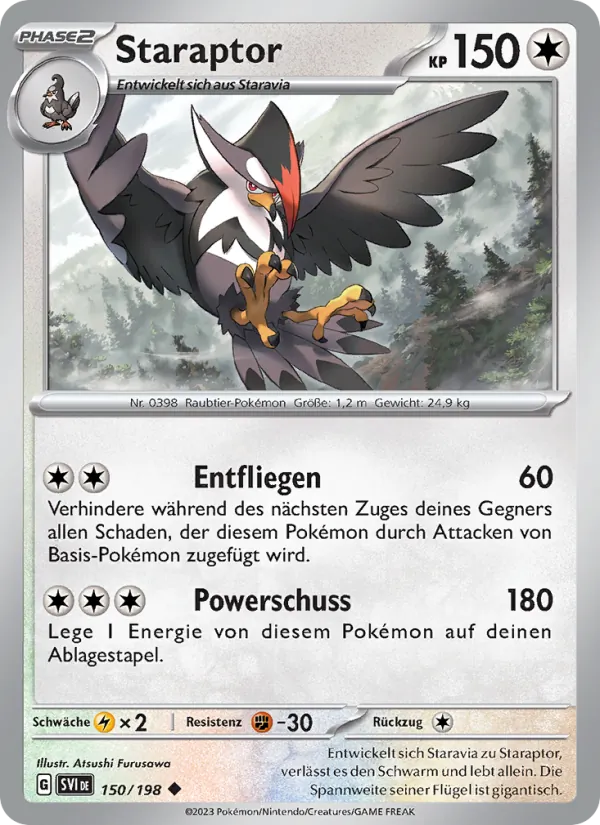 Karte Staraptor aus Karmesin & Purpur, Nummer 150/198