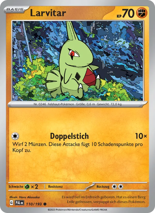 Karte Larvitar aus Entwicklungen in Paldea, Nummer 110/193