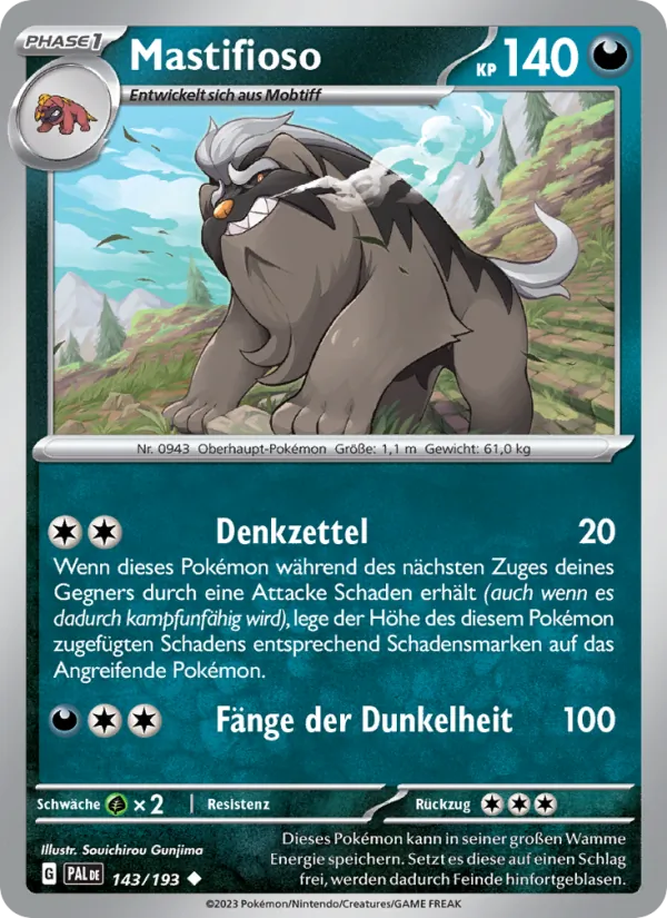 Karte Mastifioso aus Entwicklungen in Paldea, Nummer 143/193