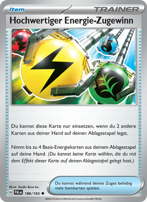 Karte Hochwertiger Energie-Zugewinn aus Entwicklungen in Paldea, Nummer 189/193