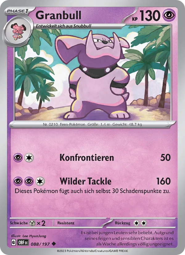 Karte Granbull aus Obsidian Flammen, Nummer 088/197