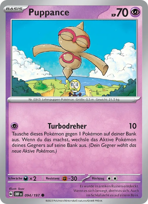 Karte Puppance aus Obsidian Flammen, Nummer 094/197