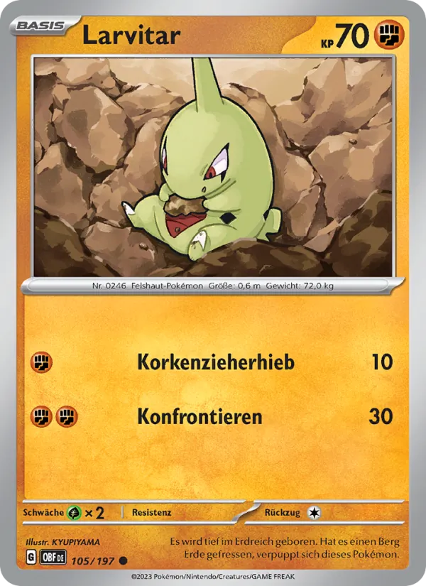 Karte Larvitar aus Obsidian Flammen, Nummer 105/197