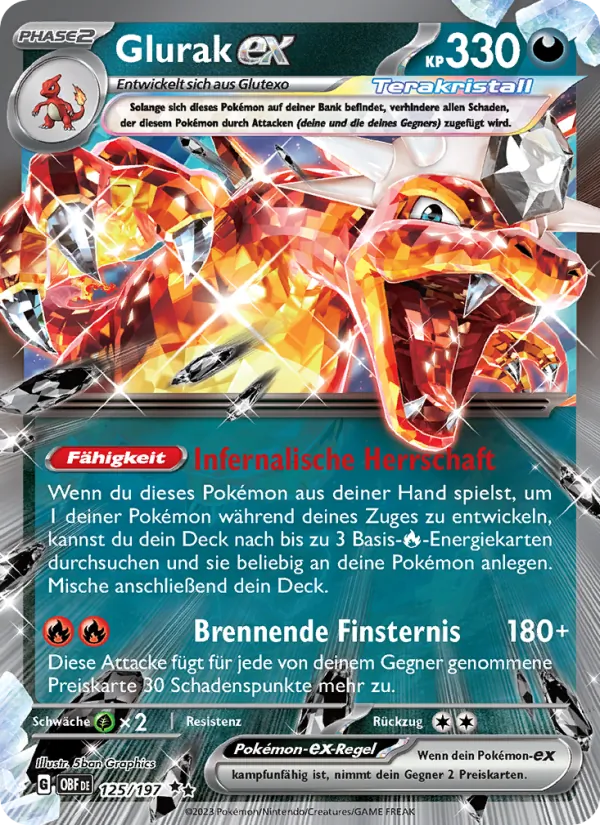 Karte Glurak-ex aus Obsidian Flammen, Nummer 125/197