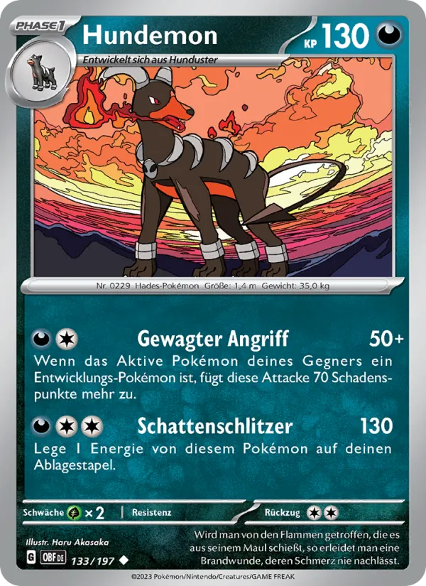Karte Hundemon aus Obsidian Flammen, Nummer 133/197