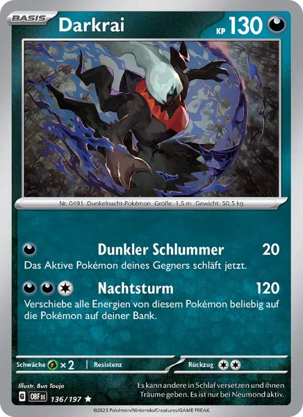 Karte Darkrai aus Obsidian Flammen, Nummer 136/197