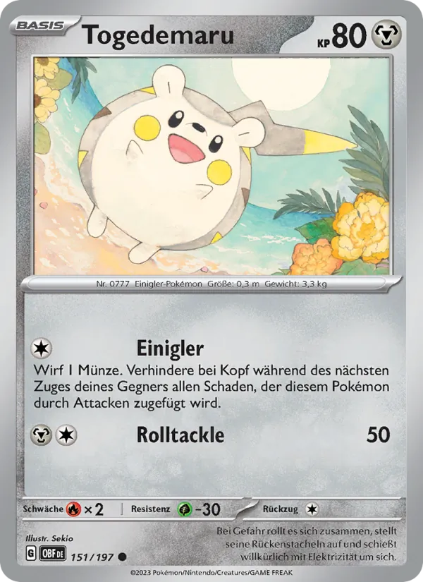 Karte Togedemaru aus Obsidian Flammen, Nummer 151/197