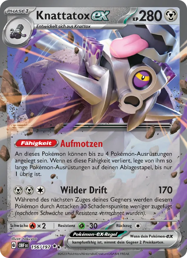 Karte Knattatox-ex aus Obsidian Flammen, Nummer 156/197