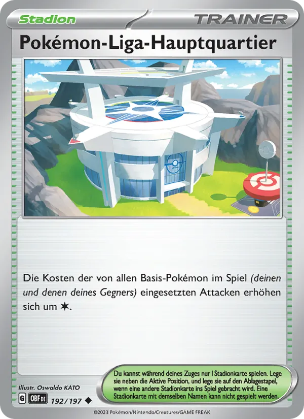 Karte Pokémon-Liga-Hauptquartier aus Obsidian Flammen, Nummer 192/197