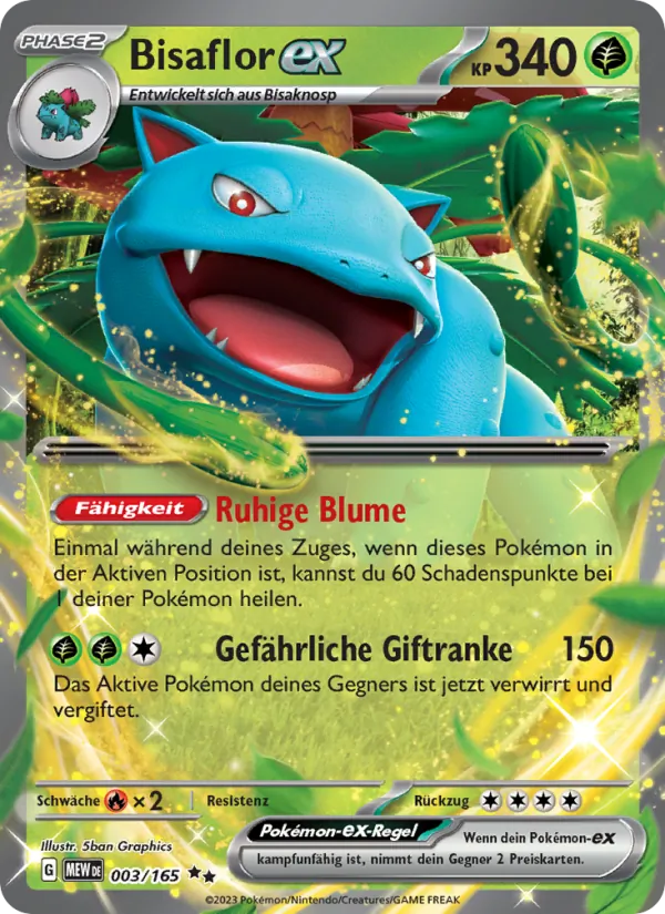 Karte Bisaflor-ex aus 151, Nummer 003/165