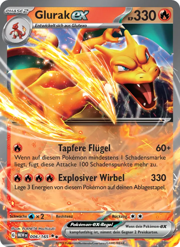 Karte Glurak-ex aus 151, Nummer 006/165