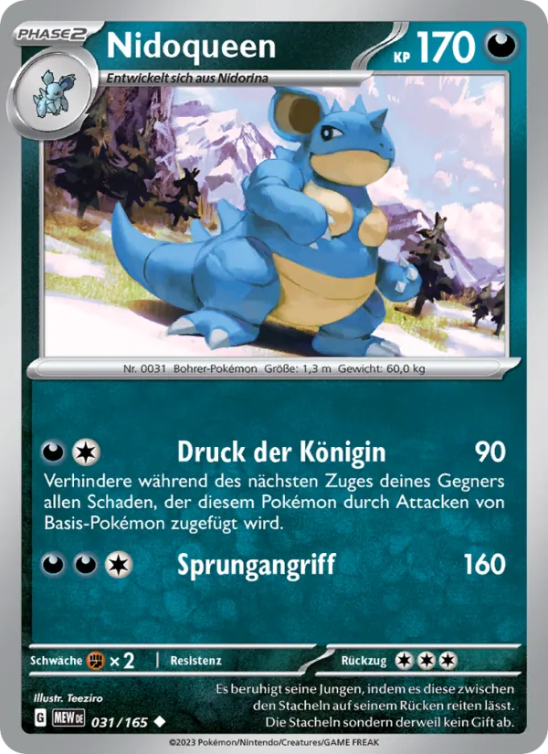 Karte Nidoqueen aus 151, Nummer 031/165