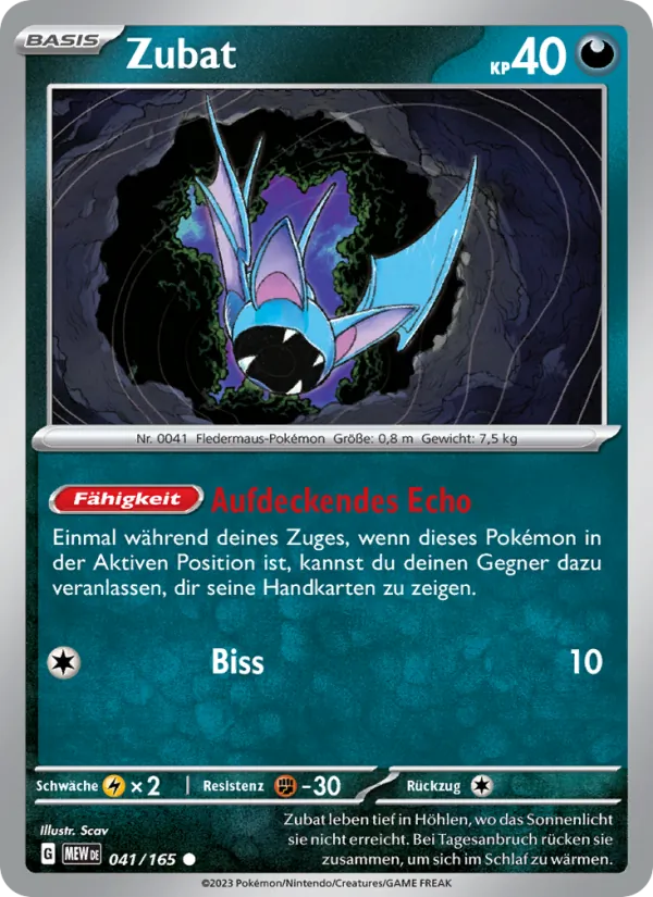 Karte Zubat aus 151, Nummer 041/165