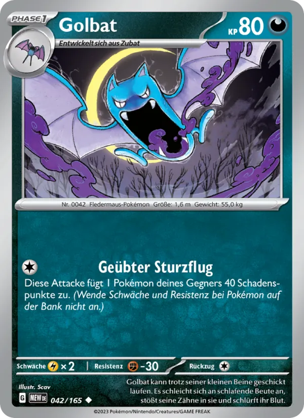 Karte Golbat aus 151, Nummer 042/165