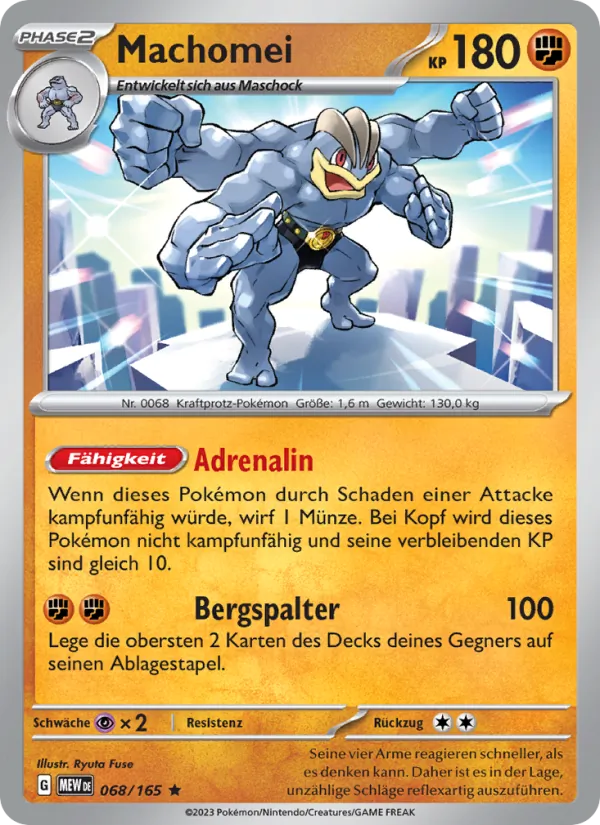 Karte Machomei aus 151, Nummer 068/165