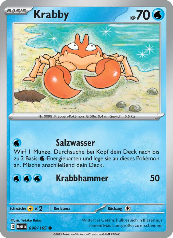 Karte Krabby aus 151, Nummer 098/165