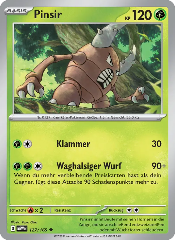 Karte Pinsir aus 151, Nummer 127/165