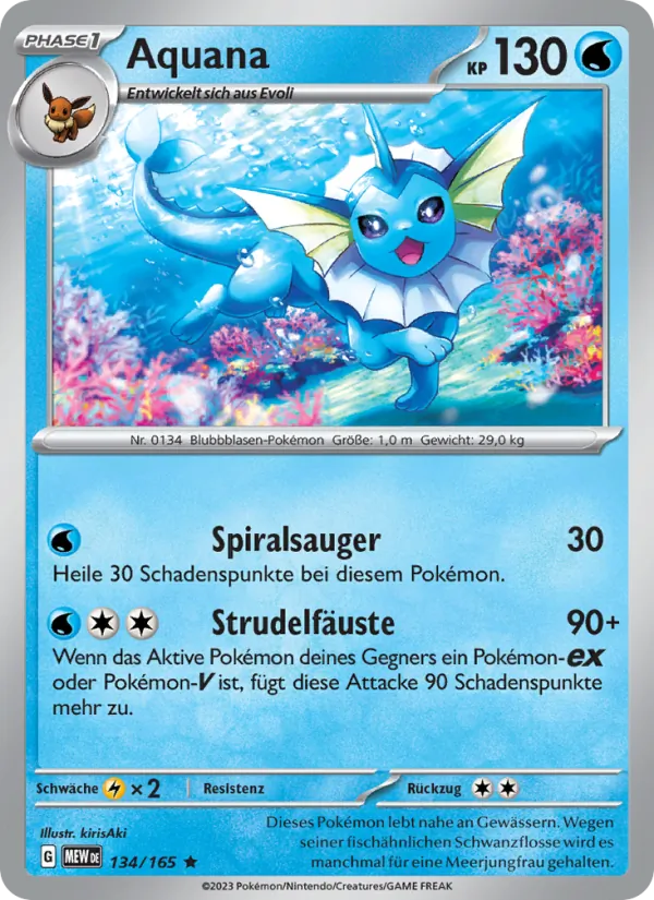 Karte Aquana aus 151, Nummer 134/165