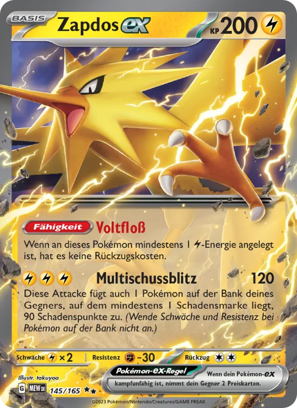 Karte Zapdos-ex aus 151, Nummer 145/165