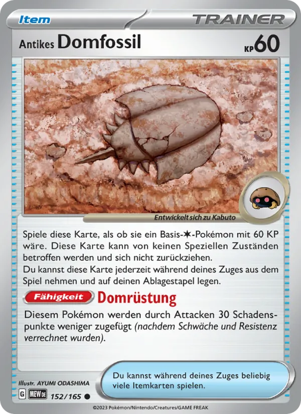 Karte Antikes Domfossil aus 151, Nummer 152/165