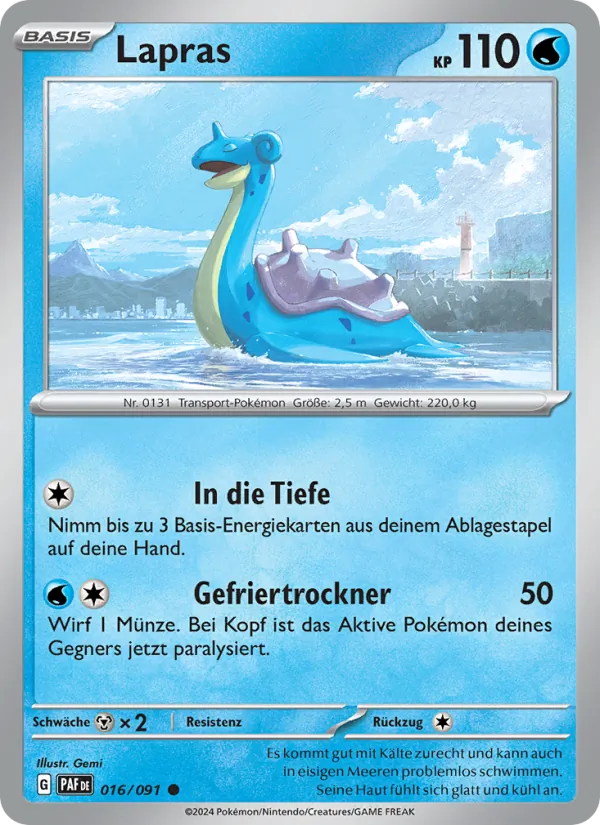 Karte Lapras aus Paldeas Schicksale, Nummer 016/91