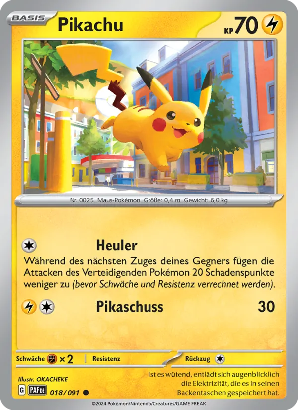 Karte Pikachu aus Paldeas Schicksale, Nummer 018/91
