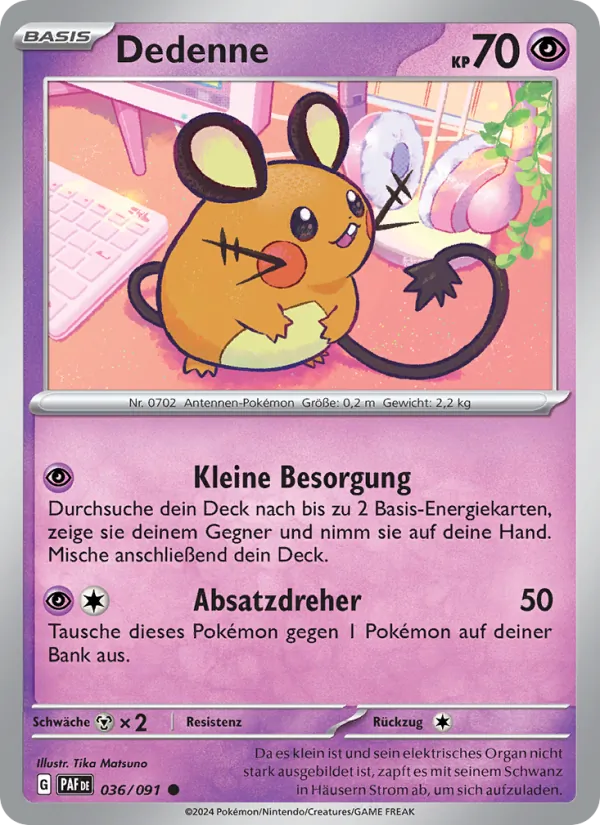 Karte Dedenne aus Paldeas Schicksale, Nummer 036/91