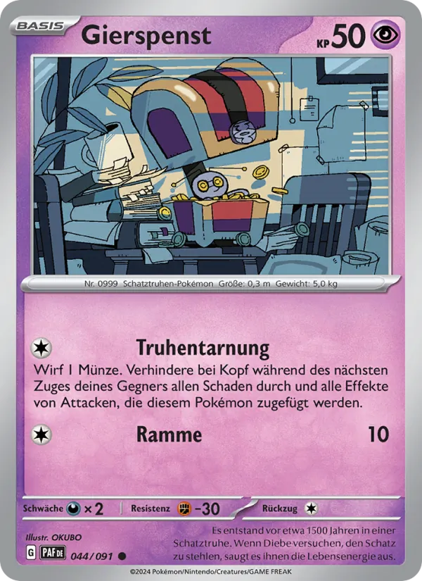 Karte Gierspenst aus Paldeas Schicksale, Nummer 044/91
