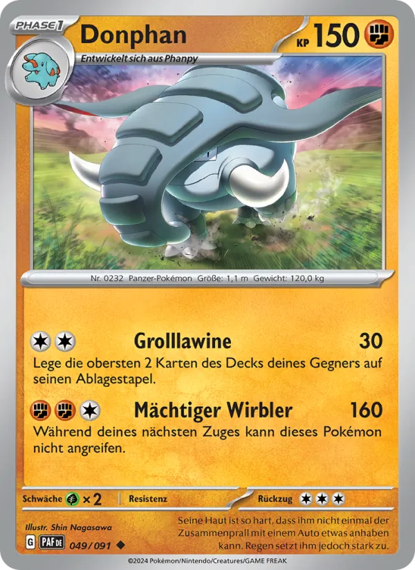 Karte Donphan aus Paldeas Schicksale, Nummer 049/91