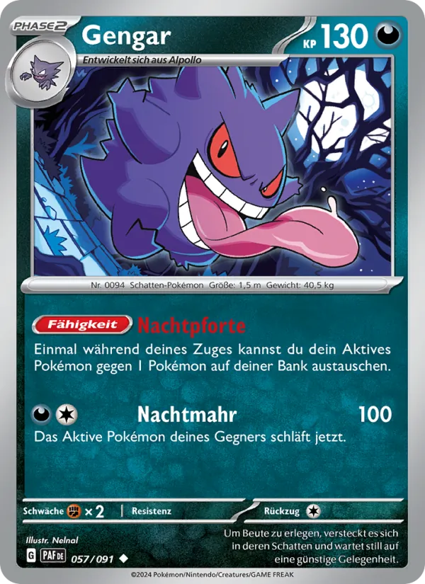 Karte Gengar aus Paldeas Schicksale, Nummer 057/91