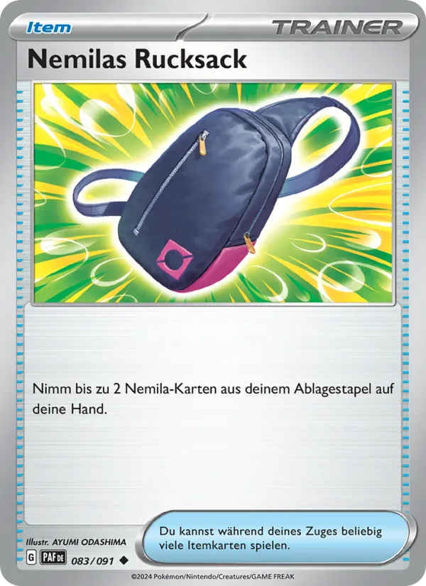 Karte Nemilas Rucksack aus Paldeas Schicksale, Nummer 083/91