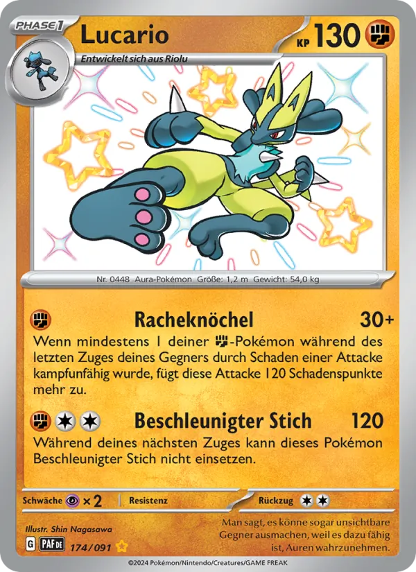 Karte Lucario aus Paldeas Schicksale, Nummer 174/91
