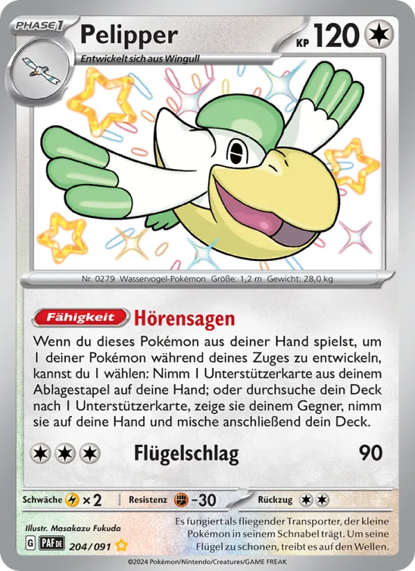 Karte Pelipper aus Paldeas Schicksale, Nummer 204/91
