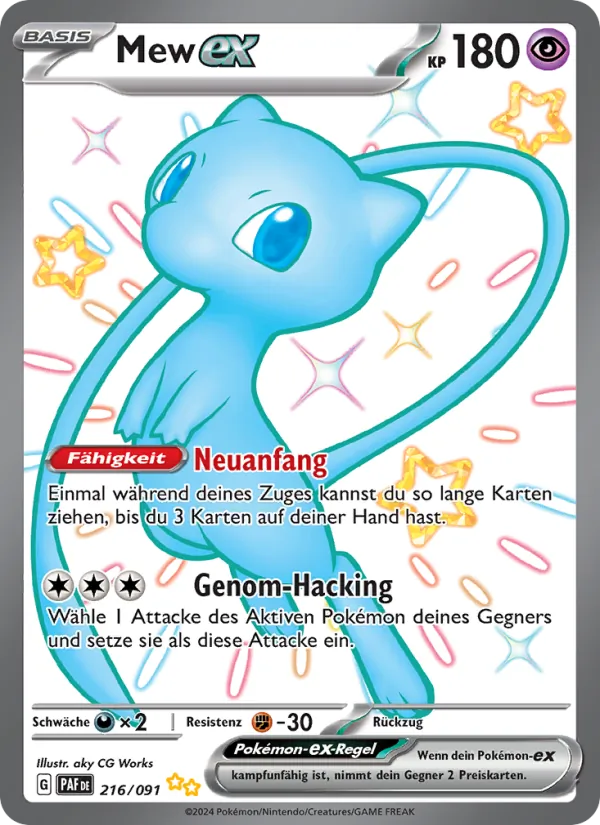 Karte Mew-ex aus Paldeas Schicksale, Nummer 216/91