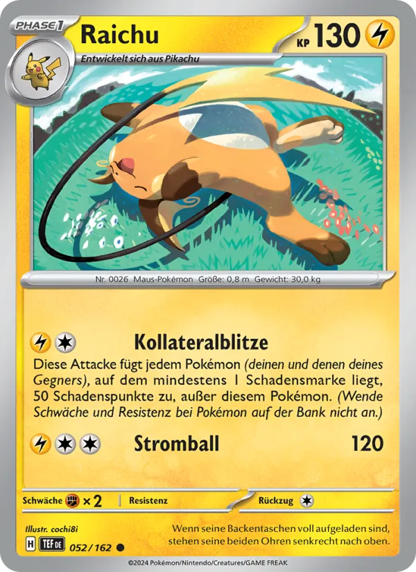 Karte Raichu aus Gewalten der Zeit, Nummer 052/162