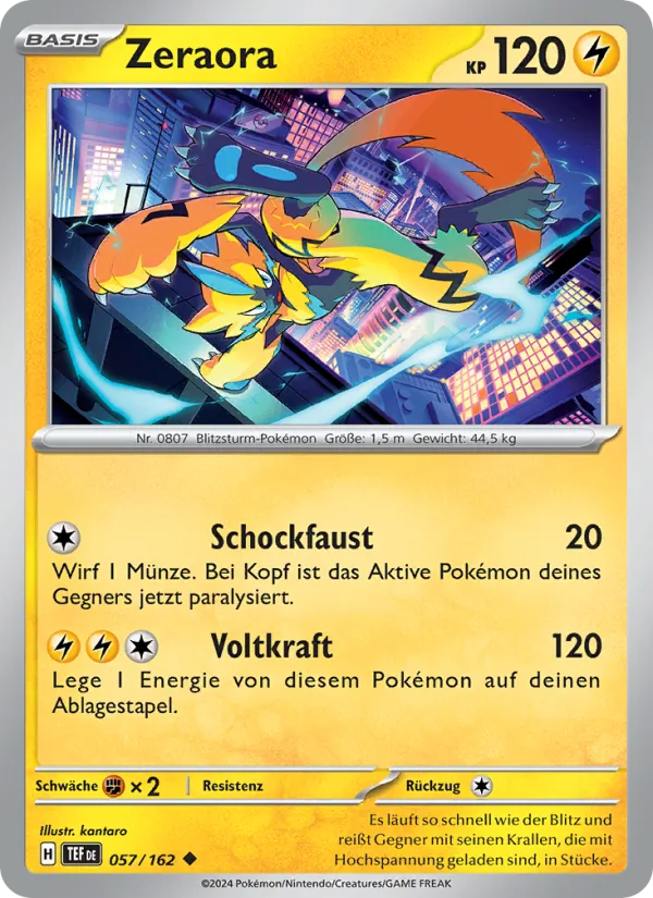 Karte Zeraora aus Gewalten der Zeit, Nummer 057/162