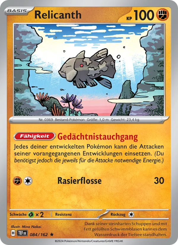 Karte Relicanth aus Gewalten der Zeit, Nummer 084/162