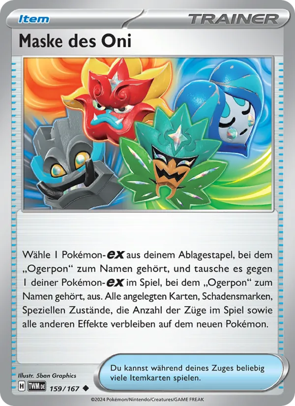 Karte Maske des Oni aus Maskerade im Zwielicht, Nummer 159/167