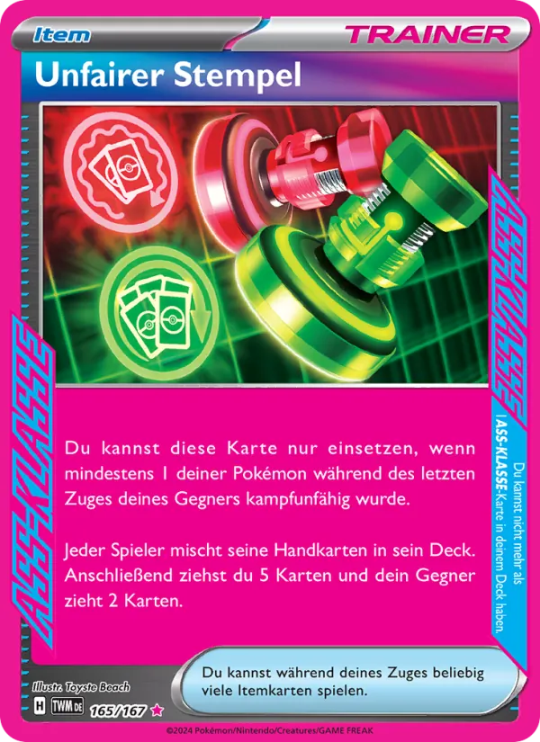 Karte Unfairer Stempel aus Maskerade im Zwielicht, Nummer 165/167